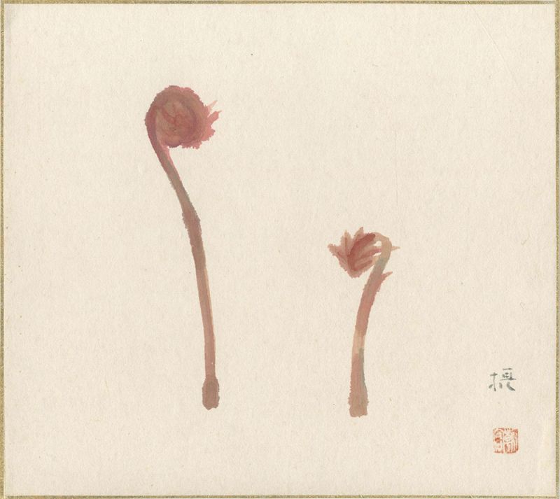 朝倉摂「自筆画色紙」