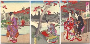 周延「園中の紅葉」