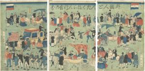 芳員「外国人どんたく遊らん行歩の図」