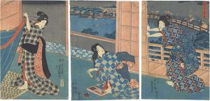 豊国三代「両国にわか夕立」