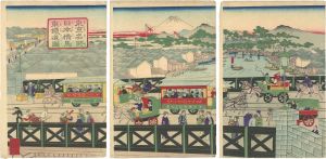 重清「東京名所　日本橋馬車鉄道図」
