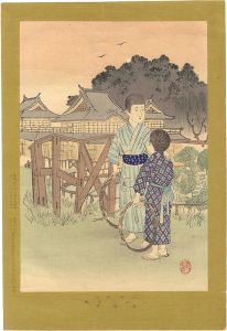 春汀「小供風俗　たがまわし」
