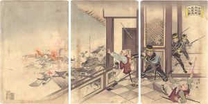 Eigyo / Sino-Japanese War : Battle of Newchang [牛荘城市街戦民家ニ侵入之図]