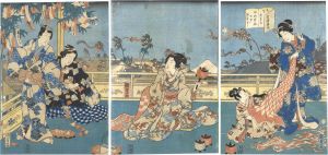 Kunisada II / The Five Festivals Represented  / Tanabata Festival [色紫五節句　初秋野風七夕まつり]