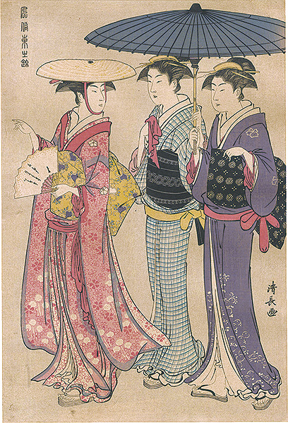 清長「風俗東之錦　武家の娘と侍女二人【復刻版】」
