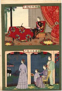 安治（探景）「皇国泰平鑑　宮中 花火」