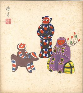 清水桂月「自筆色紙　人形」