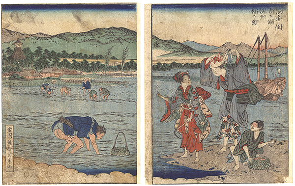 Hanzan “Gathering Shellfish at Sumiyoshi Bay in Osaka”