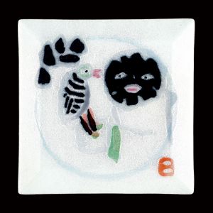 畦地梅太郎「七宝焼自筆絵付皿」