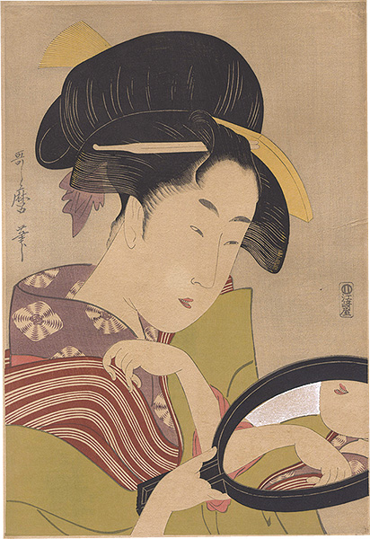 Utamaro “Eight Views of Tea Stalls in Celebrated Places / Mirror【Reproduction】”
