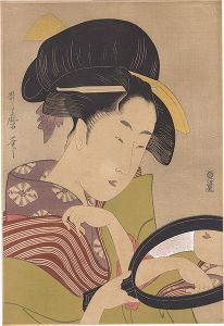 Utamaro / Eight Views of Tea Stalls in Celebrated Places / Mirror【Reproduction】 [仇姿うつす手鏡【復刻版】]