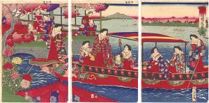 周延「隅田堤桜花盛之図」