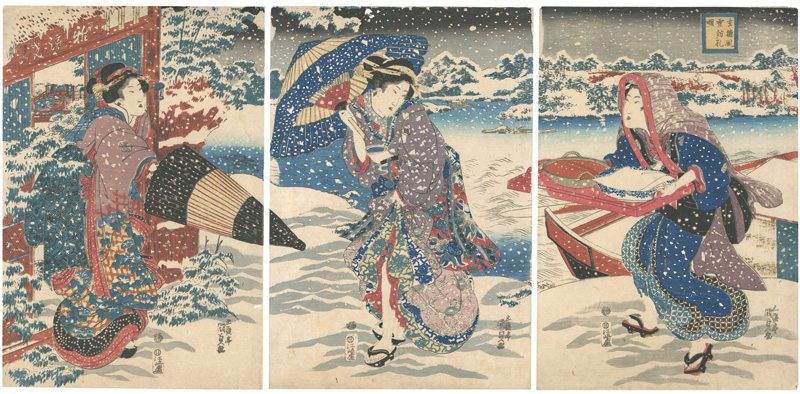 国貞初代「玄徳風雪訪孔明」