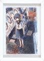 Red and blue pencil drawing wo......