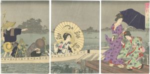 周延「墨堤の渡舩」