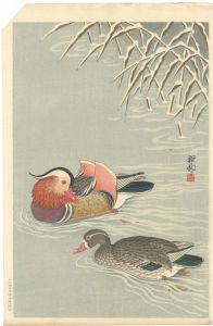 小原古邨（祥邨）「雪中の鴛鴦」