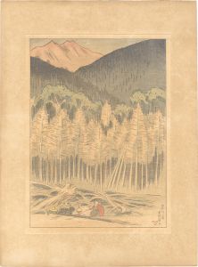 石井鶴三「田代川上流 東俣渓谷」