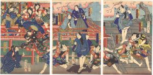 国周「櫓太鼓鳴音吉原」