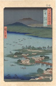 広重初代「六十余州名所図会　加賀 金沢八勝之内 蓮湖之漁火【復刻版】」