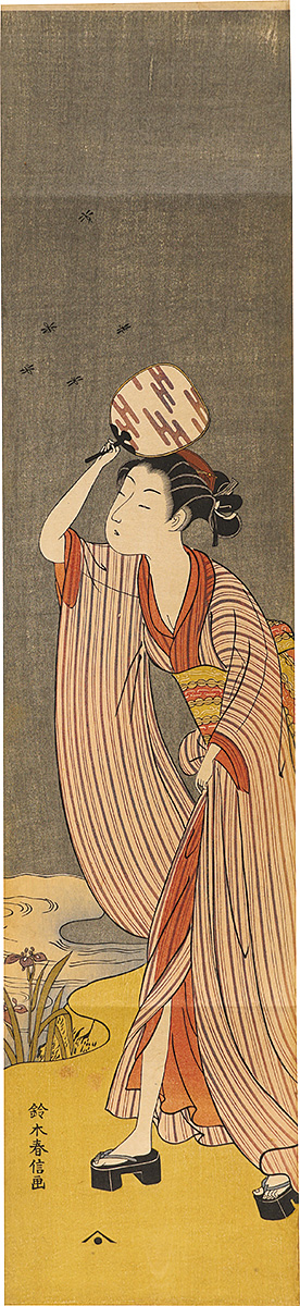 春信「団扇美人に蛍（仮題）【復刻版】」