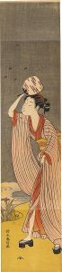 春信「団扇美人に蛍（仮題）【復刻版】」