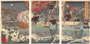 我艦隊月夜ニ渤海湾攻撃之図