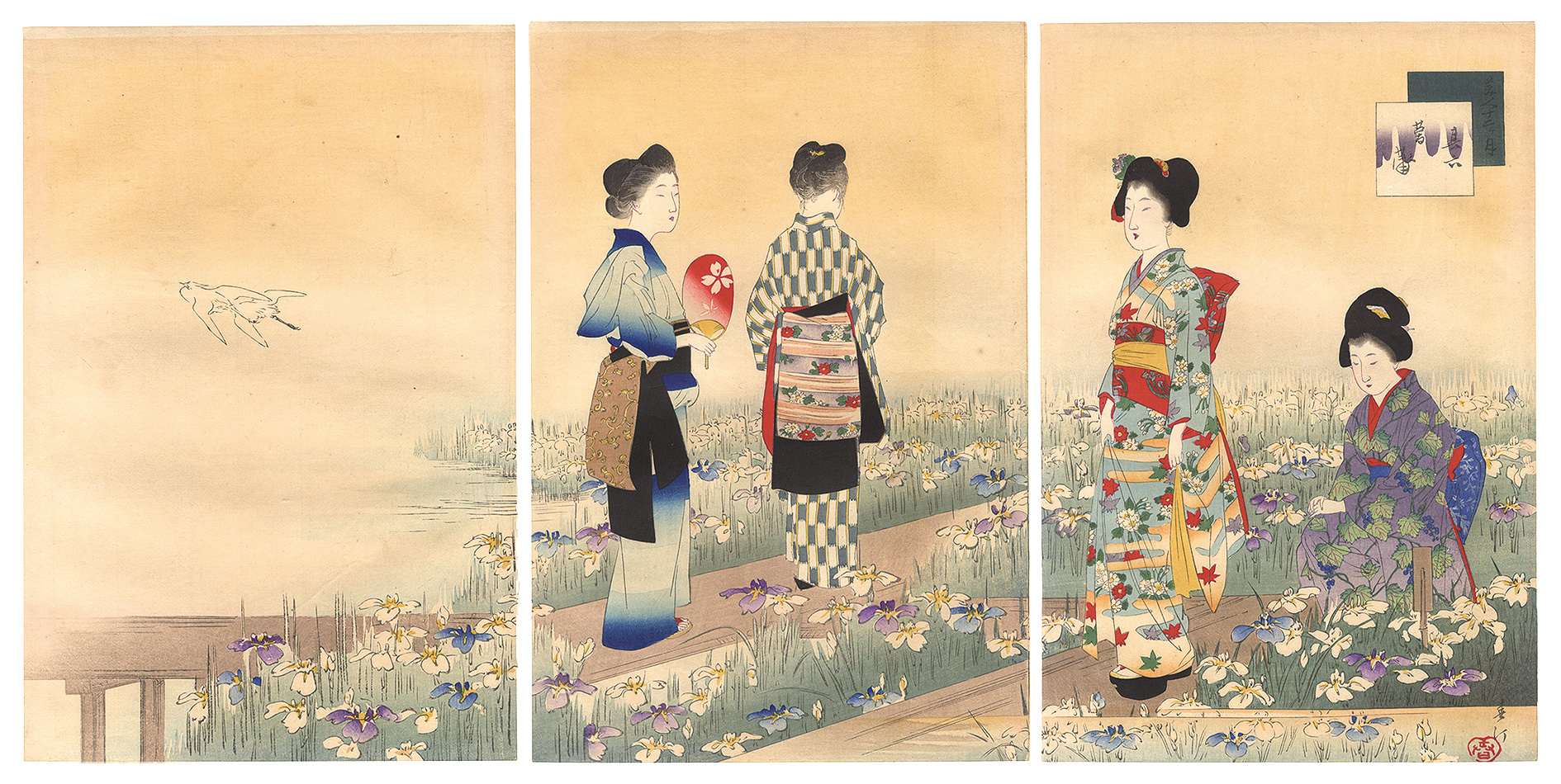 春汀「美人十二ヶ月　其六 菖蒲」