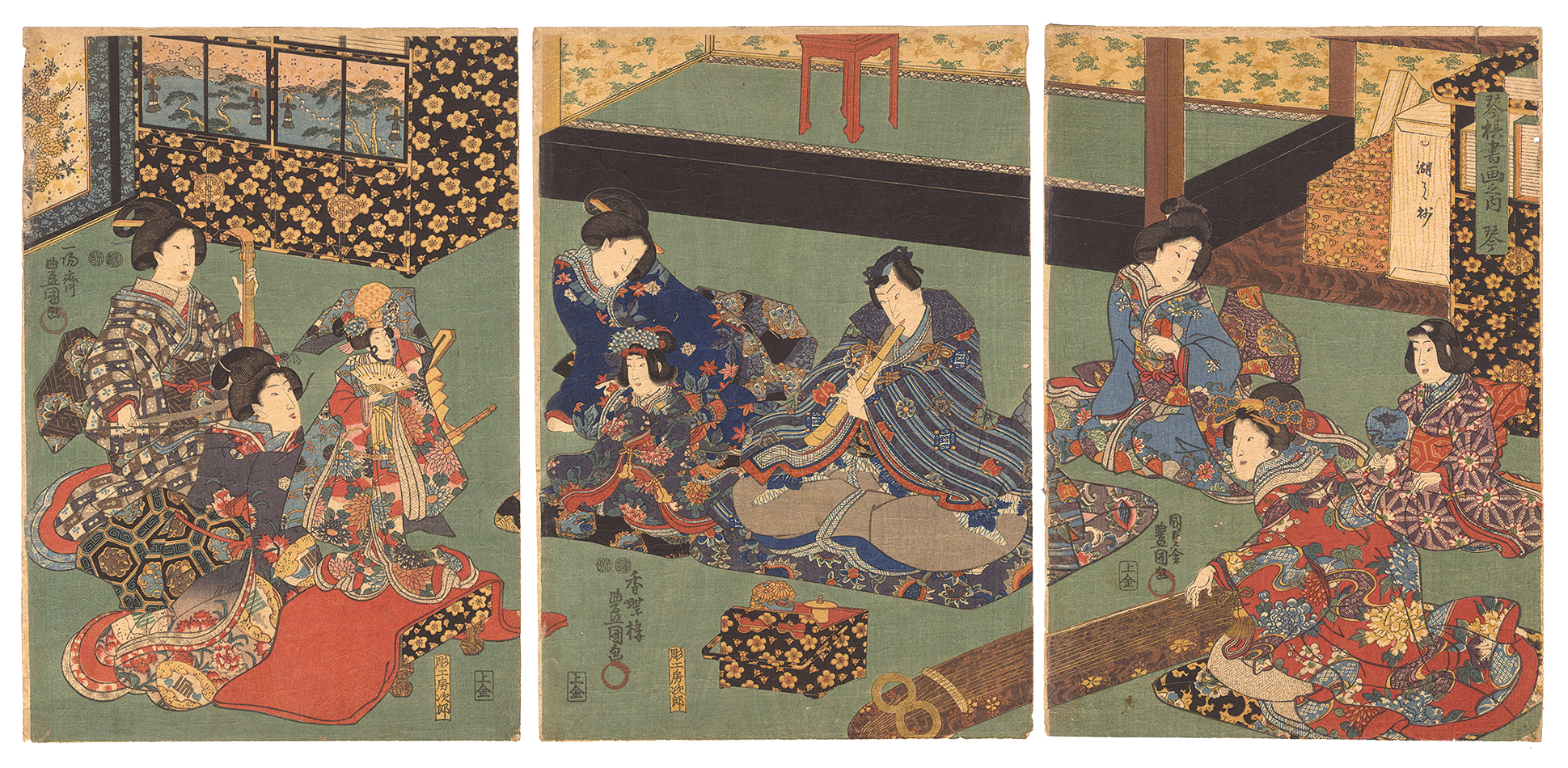 豊国三代「琴棋書画之内　琴」