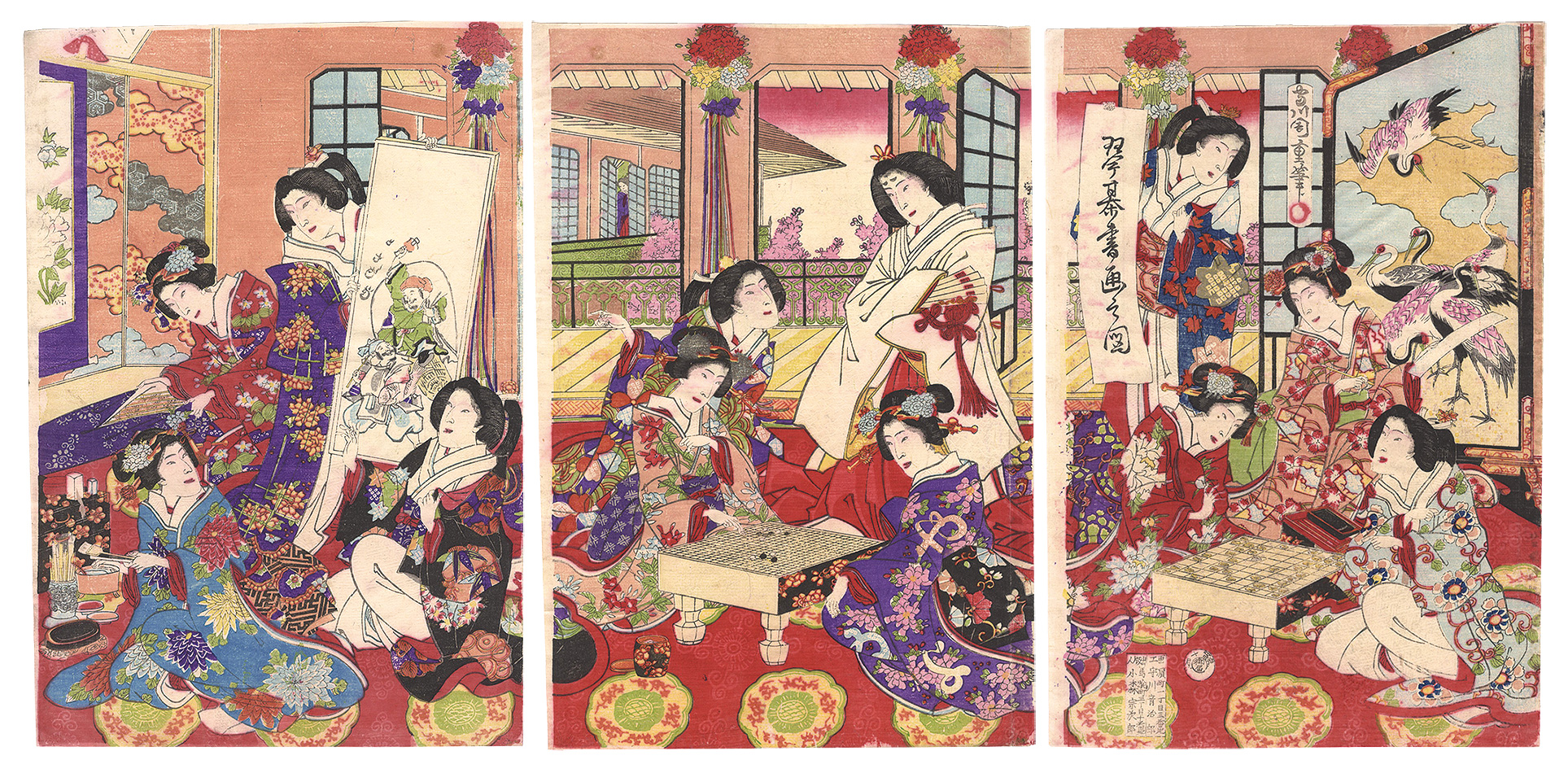 周重「琴棋書画之図」