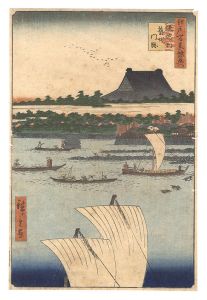 広重初代「江戸百景余興　鉄砲洲築地門跡」