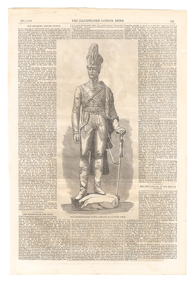 マシュー・ノーブル　他「The Illustrated London News 1860年12月15日号より　The Anglesey Column Statue 他」