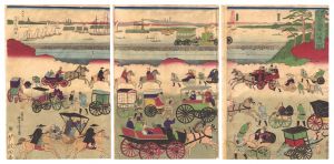 芳虎「東都高輪 蒸気車往来之図」