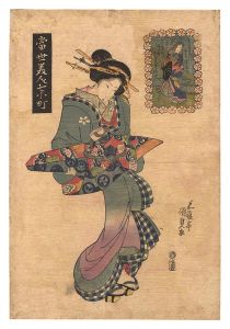 国貞初代「当世美人七小町　鸚鵡」
