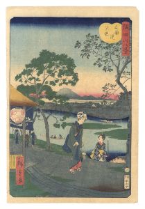 Hiroshige II / Eight Views of the Sumida River / Sunset Glow at Mimeguri Embankment [隅田川八景　三囲堤夕照]