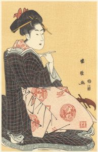 Woman Holding a Shamisen Plectrum【Reproduction】