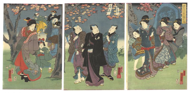 国芳「浅草寺奥山群集の図」