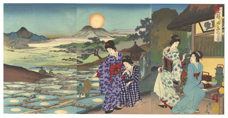 周延「更科田毎の月」