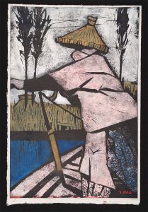 小野忠重「渡し（水郷）」