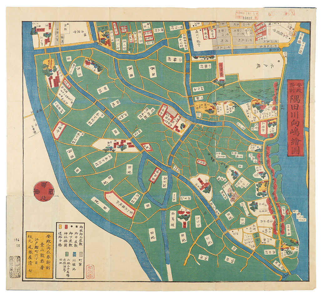 Kageyama Muneyasu “Map of the Sumida River and Mukojima, New Ansei edition”