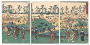 Hiroshige I / Okuyama Flower Garden, Kinryuzan Temple at Asakusa [浅草金龍山奥山花屋敷]