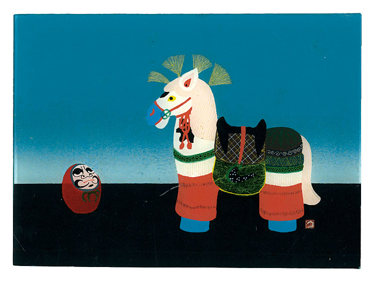塚越源七「ガラス絵　かたらい」