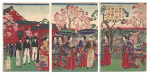 東京名所上野公園清水堂花盛之真景 / 広重三代