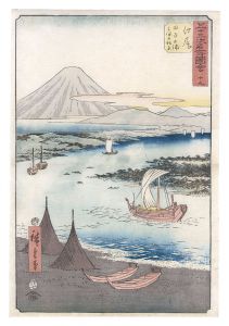 Hiroshige I / Famous Sights of the Fifty-three Stations / No. 19: Ejiri: Tago Bay and Miho no Matsubara [五十三次名所図会　十九　江尻 田子の浦三保の松原]