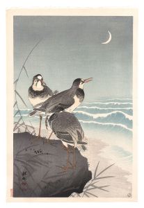 小原古邨（祥邨）「波に千鳥」