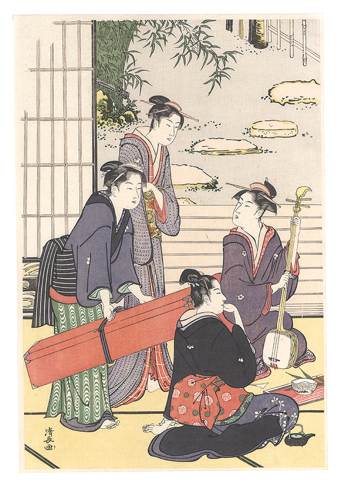 清長「当世遊里美人合 座敷遊宴 左【復刻版】」