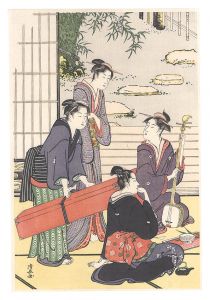 清長「当世遊里美人合 座敷遊宴 左【復刻版】」