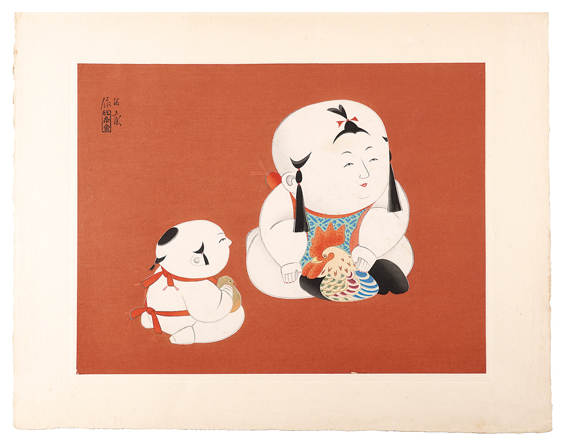 西沢笛畝「御所人形十二題　鳥・原画」