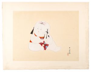西沢笛畝「御所人形十二題　第四 上巳（這子抱）・原画」