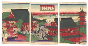 国利「大日本東京名所之内　浅草金龍山境内従隅田川遠景図」