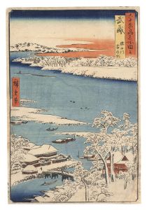六十余州名所図会 武蔵 隅田川雪の朝 / 広重初代